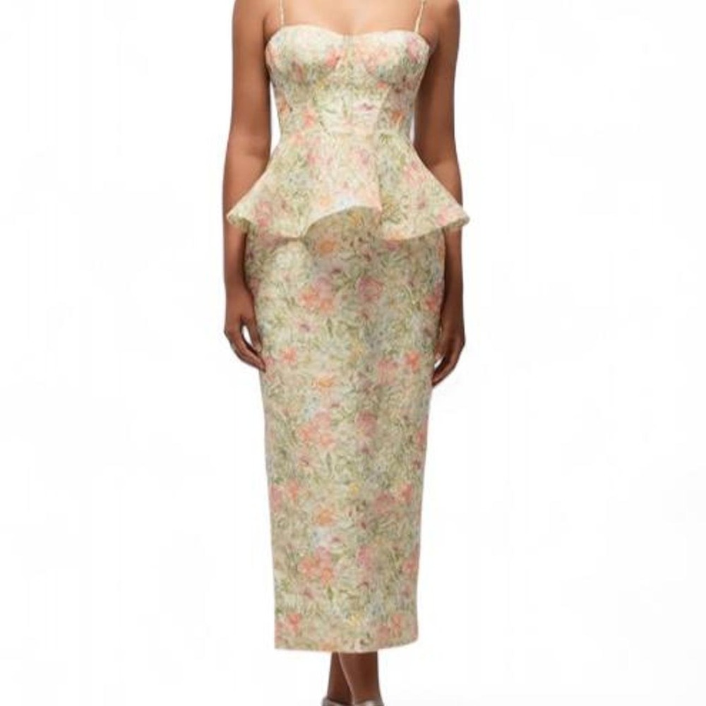 Nordstrom Vivian Diamond Dressy Collection  Floral Embroidered Peplum Dress